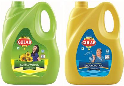 gulab oils FILTERED GROUND NUT 2L + 5L REFINED Sunflower Oil Jar
