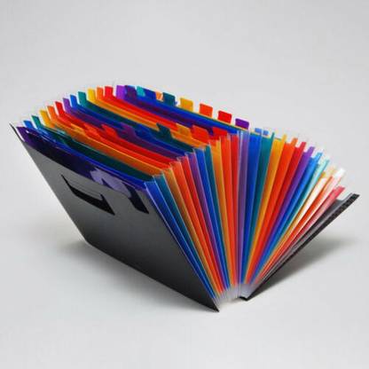 Techtest Expanding File Folders 24 Pockets, A4 Size Expandable Organizer, Large Capacity Multicolour Plastic Business Filing Box Compartments Folder with Cover,standing Document Organizer,rainbow Box, Files for Certificates, Students, Office and Folders, Organizer Expanding File Folder