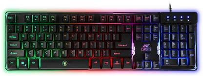Ant Esports MK700 Multicolour Rainbow Backlighting Wired USB Standard Gaming Keyboard Compatible with Desktop, Laptop, Mac