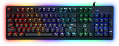 Ant Esports MK3000 Multicolour LED Backlit Wired Mechanical Keyboard,104 Keys 100% Anti-ghosting with Metal top Panel and Water Wired USB Standard Gaming Keyboard Compatible with Desktop, Laptop, Mac