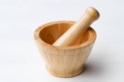 Manu Creations Wood Pestle and Mortar Wooden Grinder Spice Herb Crusher 6" Wood Masher