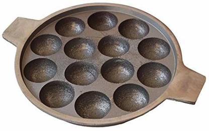 PRV Cast Iron Cookware - Paniyaram Pan/Paniyarakkal , 14 pits Paniarakkal 1 L capacity 30 cm diameter