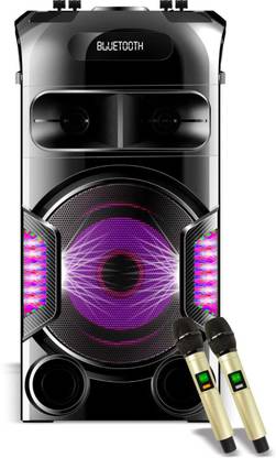 Tuscan 100 Watts Bluetooth Trolley Speaker with 2 UHF mics |Record Function |LED Disco Lights ,Aux, FM Radio, USB, Memory Card |for DJ Parties, Functions, Gym (6 Band Equalizer) 100 W Bluetooth Home Theatre