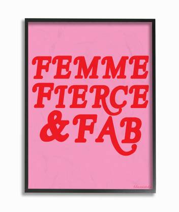 The Stupell Home Decor Collection lulusimonSTUDIO Pink and Red Script Femme Fierce And Fab Typography