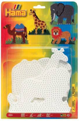 Hama Beads Elephant, Giraffe, Lion & Camel Pegboard Set