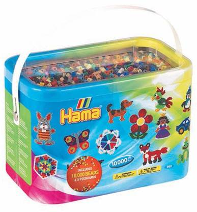 Hama Beads 10,000 Beads and 5 Pegboards Tub