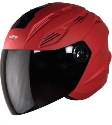 Steelbird SBA-6 7Wings Fuze Dashing Open Face Helmet Red With Plain Visor Motorbike Helmet
