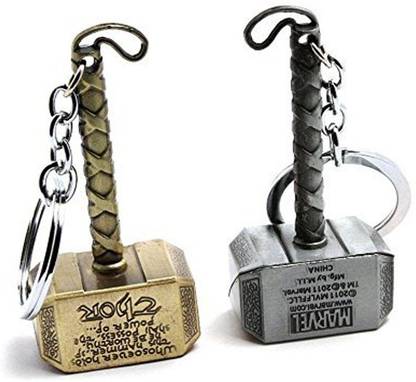 Trendy Trotters Logo Man Gold Thor Hammer Keyring Thor pack of 2 Key Chain