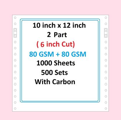 Meghraj Dot Matrix Printer Paper Continuous 10x12x2=6" 80 gsm, 80 gsm Printer Paper