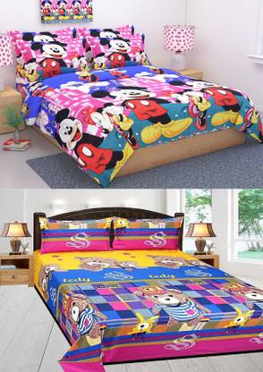 FFInternational 144 TC Polycotton Double Printed Fitted & Flat Bedsheet