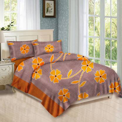 Ushanshi Creation 144 TC Polycotton Double Printed Flat Bedsheet