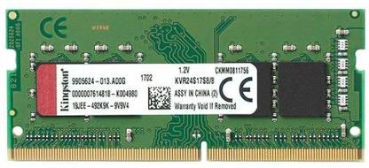 KINGSTON PC4-2400 DDR4 8 GB (Single Channel) Laptop (KVR24S17S8/8 , DDR4-2400 Non-ECC CL17 LAPTOP 1Rx8)