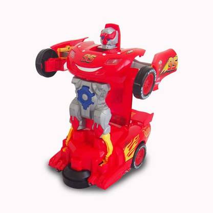 Jiada Transformer McQueen Car Toy with Convertible Robot with Lights, Music & Bump & Go Function