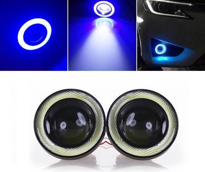 Autosky Car Fog Light Blue Ring Round 3.5 Inch/89MM COB LED Fog Light Bulbs Car Fancy Lights