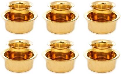 SARADHA Pack of 6 Brass COFFEE DAVARA SET / DABARA SET