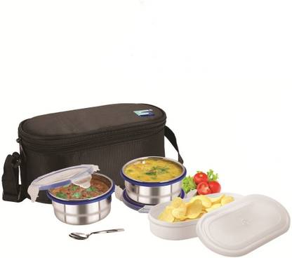 spyker 2, 2 Good Looking Stainless Steel Air Tight lunch box 3 Containers Lunch Box