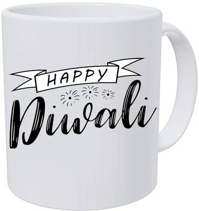 blinkNshop Happy Diwali Coffee mug 325 ml for Choti diwali Dhanteras festival occasions Ceramic Coffee Mug