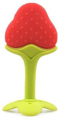 OLE BABY Baby BPA Free Strawberry Shape Food Nibbler/Feeder/Silicon Dental Care Teether or Fruit Teether Age 6 - 12 months Teether