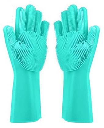 AJSCOP Dishwashing Gloves 2pcs/Pair Magic Washing Brush Wet and Dry Glove