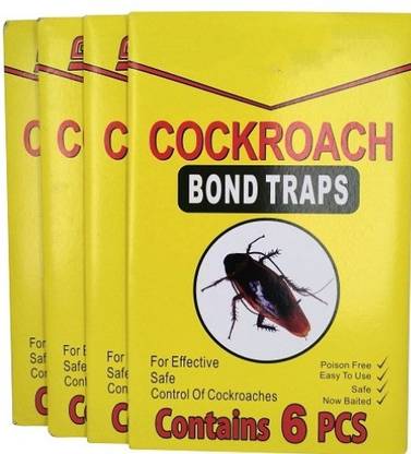 Deepashri Cockroach /Lizard Trap Sticky Glue Strips , Non Poisonous Set of 4 ( Each pack contains 6 Strips)