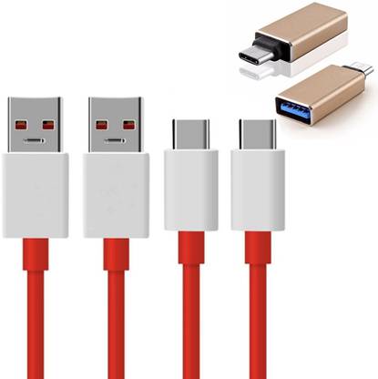 LinkPro Cable Accessory Combo for For 3.0 A High Speed Fast Quick Charging & Data Sync Cable Cord with Type C OTG Adapter For OnePlus 2 / OnePlus 3 / OnePlus 3T / OnePlus 5 / OnePlus 5T / OnePlus 6 / OnePlus 6T / OnePlus 7 / OnePlus 7 Pro ; OnePlus Charger USB Cable | C Type Type C Charging Cable | OnePlus USB Cable | C Type Type C Data Cable | OnePlus Original Quality Data Cable | OnePlus Dash Charger Cable | OnePlus USB Charging Cable |C Type Type C Usb Cable | C Type Type C USB Data Cable |Dash Type C cable | Dash Charger Type C Cable (Pack of 2 Type C Data Cables and 1 OTG Adapter)