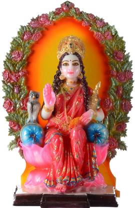 Gifts 'N' Greetings Home Décor Polyresin Laxmi Sitting On Lotus Show Piece Decorative Showpiece - 30 cm