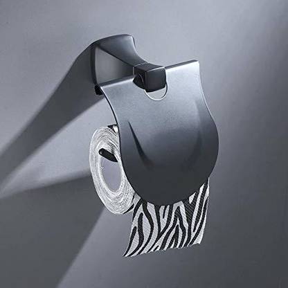 IMPULSE Space Aluminum Toilet Paper Roll Holder/Toilet Paper Holder in Bathroom/Kitchen/Bathroom Accessories (Black) Aluminium Toilet Paper Holder