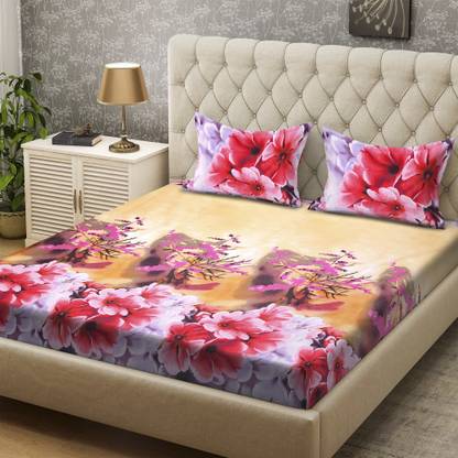Bombay Dyeing 136 TC Polyester Double Floral Flat Bedsheet