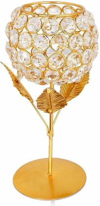 Being Nawab Crystal Floral Gold Plated Gold Plated 1 - Cup Tealight Holder