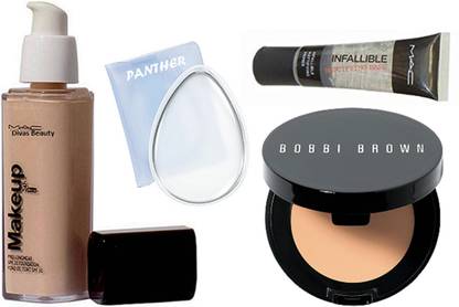 PANTHER Silicon Puff, Mac Makeup Foundation,Bobbi Brown Concealer,Mac Infalliable primer
