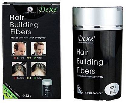 DeXe Hair Thickening And Building Hair Fiber Black Color (22 g) Pack Of 1
