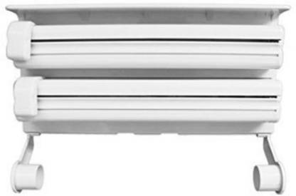 Joker Shoppy Triple Paper Dispenser | 4 in 1 Foil Cling Film Tissue Paper Roll Holder for Kitchen with Spice Rack -White | Kitchen Triple Paper Roll Dispenser & Holder for Tissue Paper Roll Triple Paper Dispenser | 4 in 1 Foil Cling Film Tissue Paper Roll Holder Paper Dispenser
