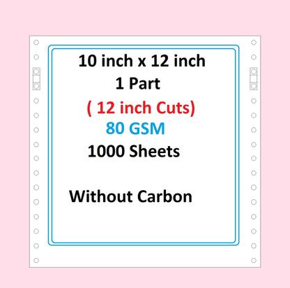 Meghraj Dot Matrix Printer Paper Continuous 10x12x1=12" 80 gsm Printer Paper