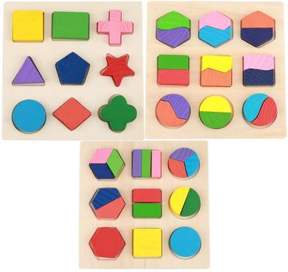 Trinkets & More Geometry Shape Sorter Puzzle Boards Matching Jigsaw Building Blocks Early