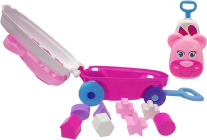 Miss & Chief Trolly Pinky Bear Beach and Garden Toy set with Blocks