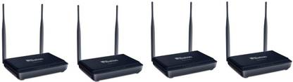 iball Router (Black) Pack_4 Wired Router 2.4 GHz 600 Mbps Wifi Speed Dual Band Internal Antenna MiFi (Sim Based)