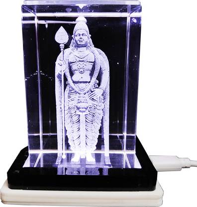 GONDGET God Murugan Malaysian Statue 3D crystal Idol For Car/ Table (8x5x5 cm) Decorative Showpiece  -  8 cm