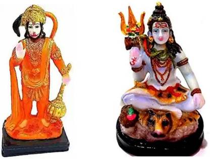krishnagallery1 Hanuman Murti & Shiv ji Statue Marble Finish , Hanuman Statue , Shiv Parivar ( For Home Temple use , Office Temple Use , gifted item statue ) Decorative Showpiece  -  24 cm