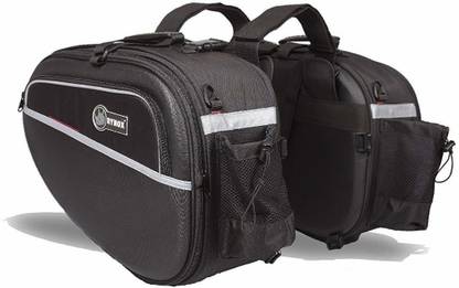 Rynox Nomad v2.1 Saddle Bag with Rain Covers Double-side Black Fabric Motorbike Saddlebag