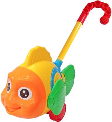 Miss & Chief Walk n Push n Pull Along Fish with Flapping Fins Toy for Kids