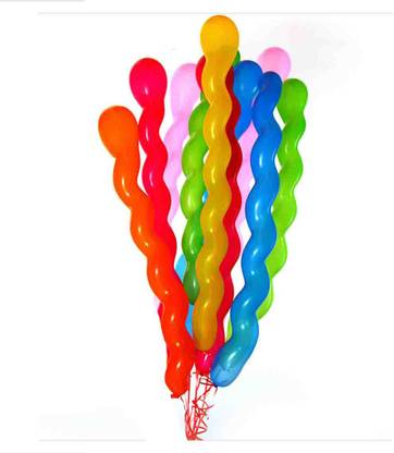 VK MART Printed Decoration Party Celebration Mixes Spiral Balloons- 20Pc Balloon