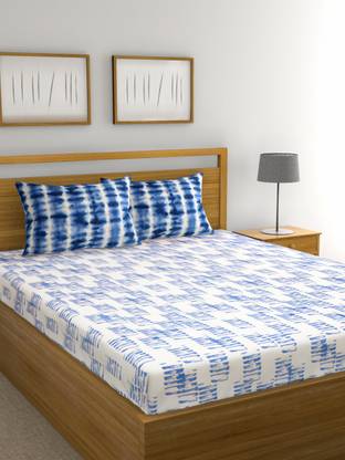Raymond Home 144 TC Cotton Double Abstract Flat Bedsheet