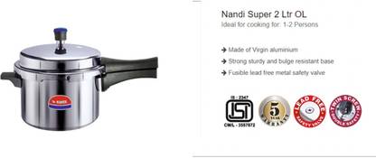 Nandi Without Induction Base 2 L Outer Lid Pressure Cooker
