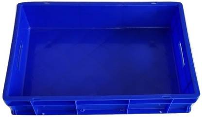 SAMPADA Plastic Synthetics Plastic Crate (600 x 400 x 125 mm, SCH, BLUE) Storage Basket