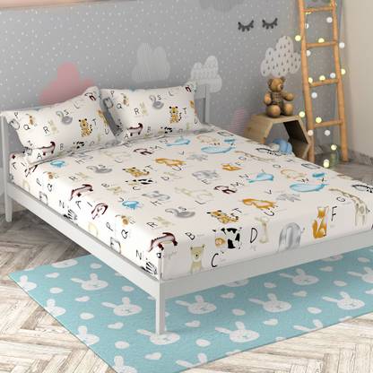 Miss & Chief by Flipkart Cotton Queen Flat 136 TC Text Print Bedsheet
