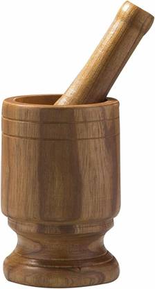 Manu Creations Teak Wood Mortar and Pestle (6"x4"x4") Wood Masher