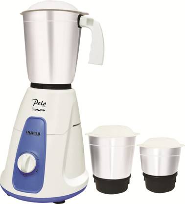 Inalsa POLO 3 JARS Polo 550 W Mixer Grinder (3 Jars, White, Blue)