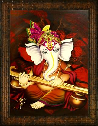 Indianara LORD GANESHA (2175) WITHOUT GLASS Digital Reprint 13 inch x 10.6 inch Painting