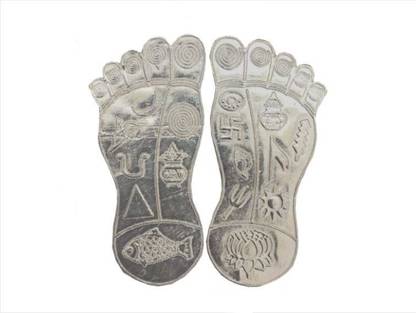 Pandit NM Shrimali Silver Laxmi Charan Paduka Chandi Lakshmi Feet Medium Size Weight : 9 gm Decorative Showpiece  -  6.5 cm