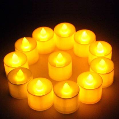 Trendal Diwali Flameless Led Diyas Plastic (Pack of 12) Table Diya Set